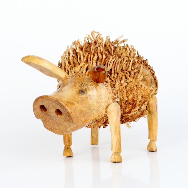 Drevená záhradná dekorácia prasa strapaté 20x16cm