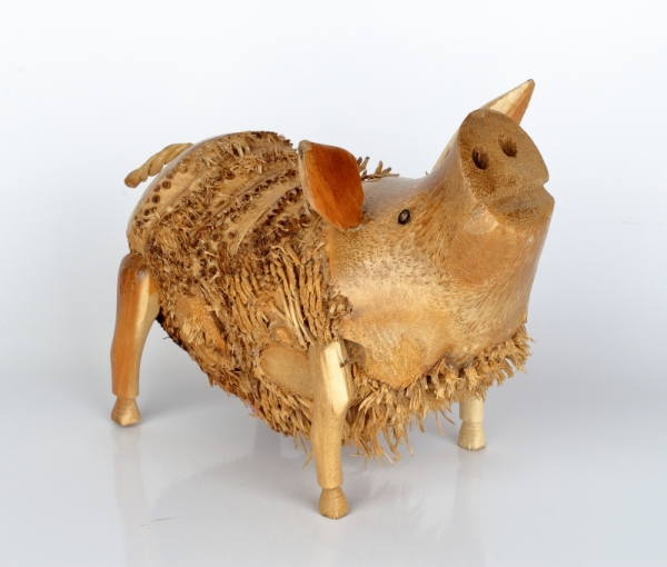 Drevená záhradná dekorácia prasa strapaté 25x15cm