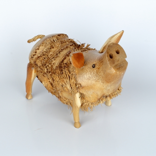 Drevená záhradná dekorácia prasa strapaté 25x15cm