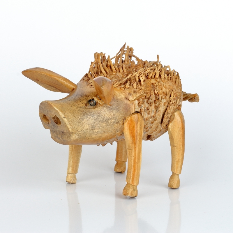 Drevená záhradná dekorácia prasa strapaté (typ C) 18x15cm 