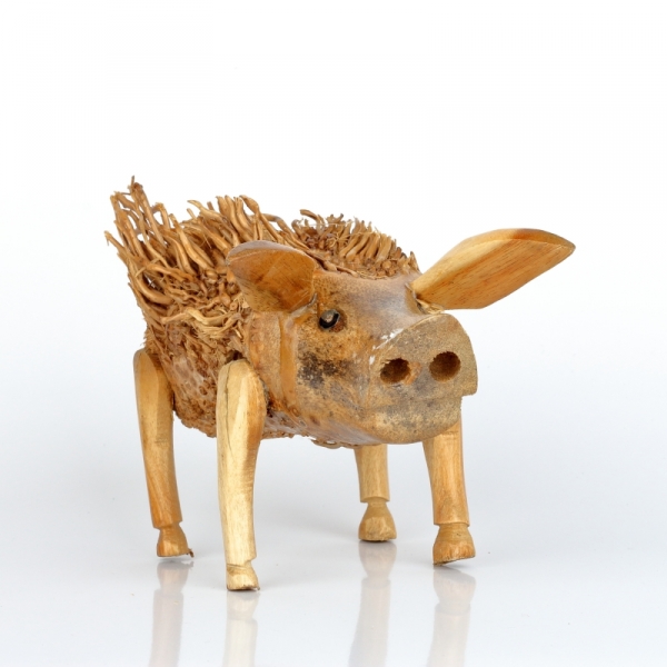 Drevená záhradná dekorácia prasa strapaté (typ C) 18x15cm 