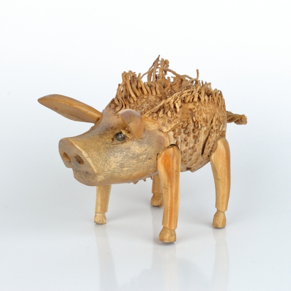 Drevená záhradná dekorácia prasa strapaté (typ C) 18x15cm 