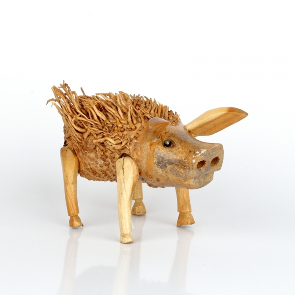 Drevená záhradná dekorácia prasa strapaté (typ C) 18x15cm 