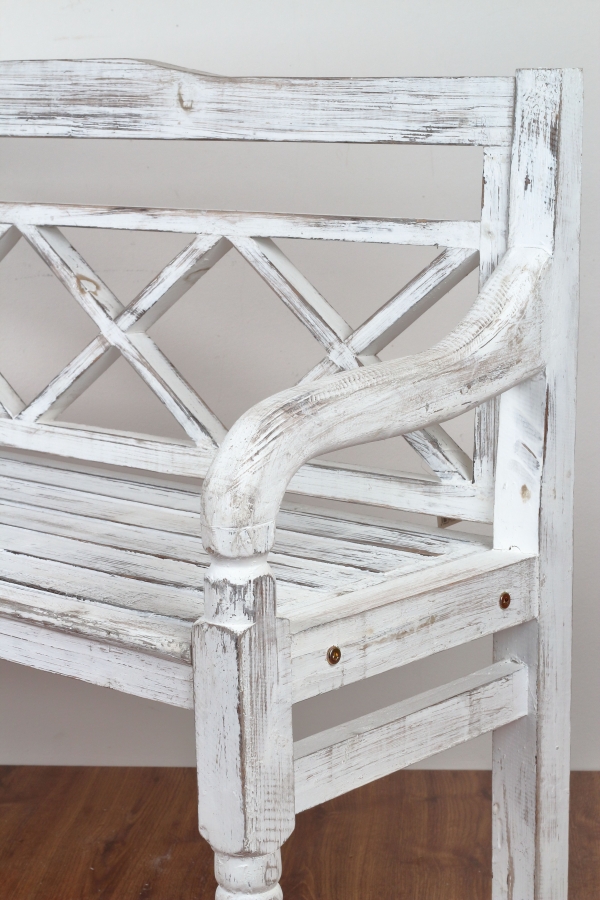 Drevená záhradné lavice biela  s patinou 130x85x40cm