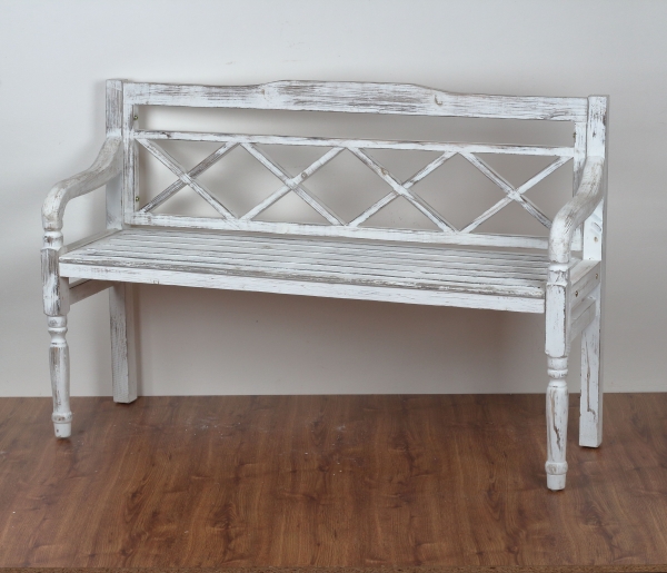 Drevená záhradné lavice biela  s patinou 130x85x40cm