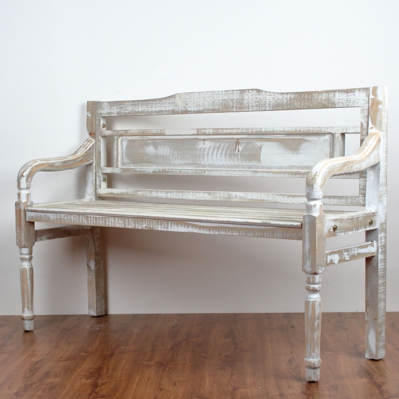 Drevená záhradné lavice hnedá s patinou 130x85x40cm