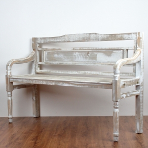 Drevená záhradné lavice hnedá s patinou 130x85x40cm