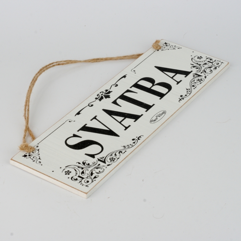 Drevená závesná ceduľa SVADBA 30x9cm