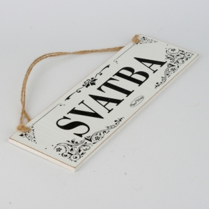 Drevená závesná ceduľa SVADBA 30x9cm