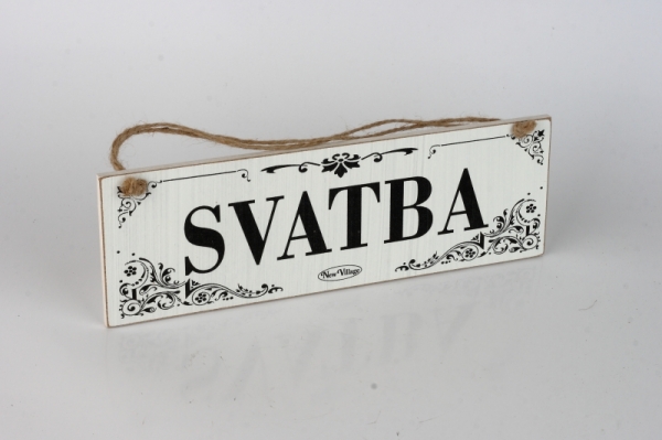 Drevená závesná ceduľa SVADBA 30x9cm