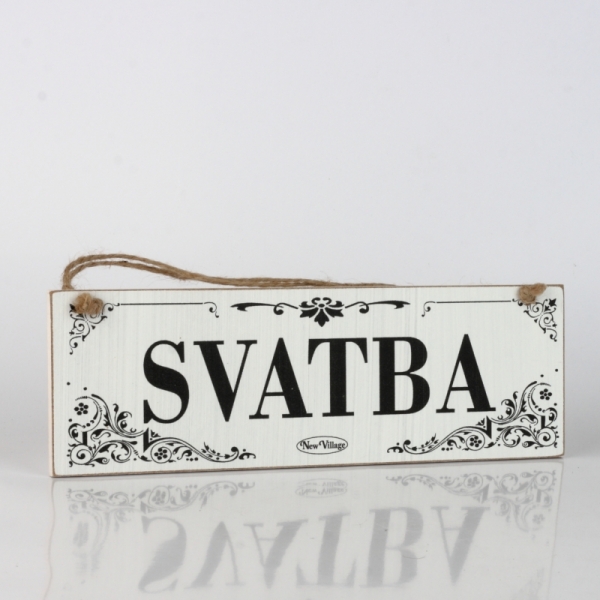 Drevená závesná ceduľa SVADBA 30x9cm