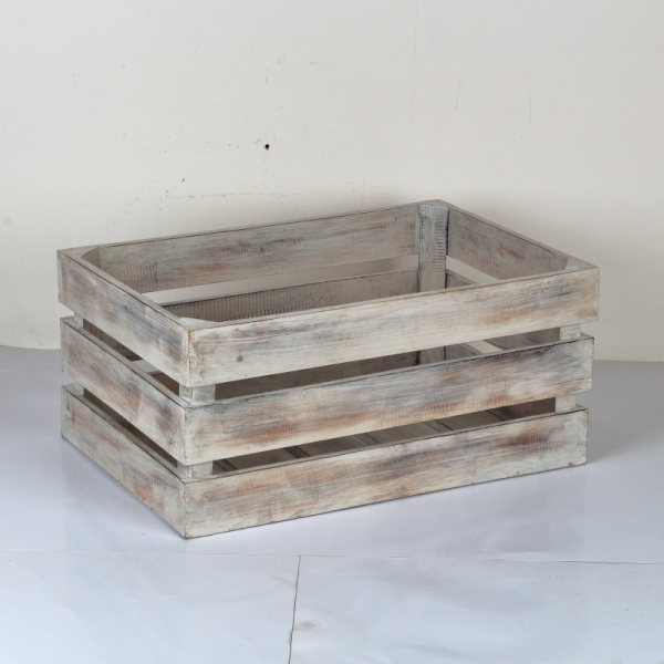 Drevené debničky biele s patinou (set 3ks) 54x37x25cm