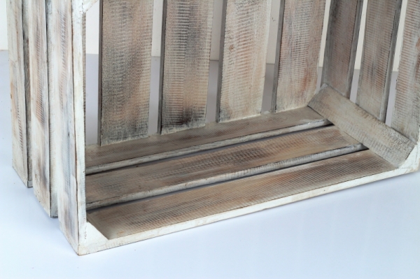 Drevené debničky biele s patinou (set 3ks) 54x37x25cm