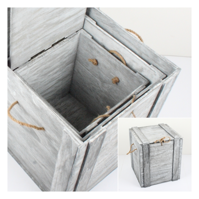 Drevené debničky s patinou sada 3ks 31/31 / 42cm