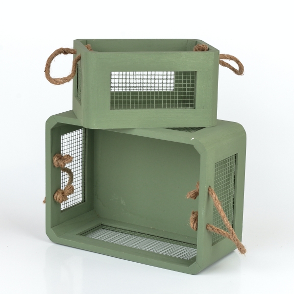 Drevené debničky set s pletivom