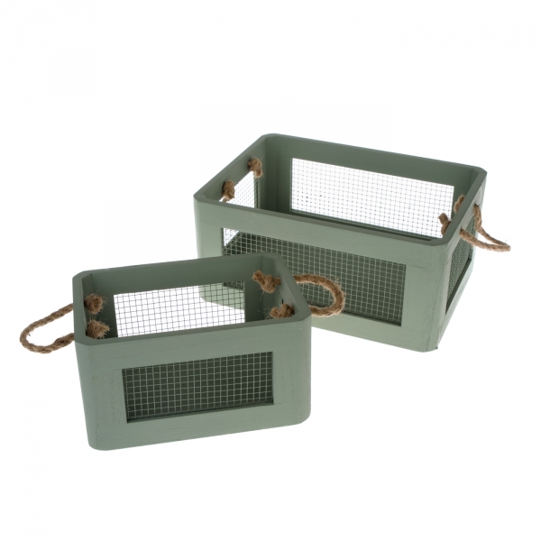 Drevené debničky set s pletivom