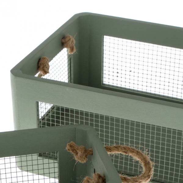 Drevené debničky set s pletivom