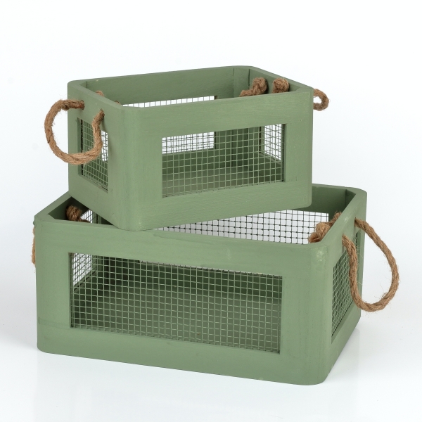 Drevené debničky set s pletivom