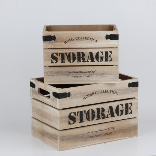 Drevené dekoračné debny STORAGE 2ks