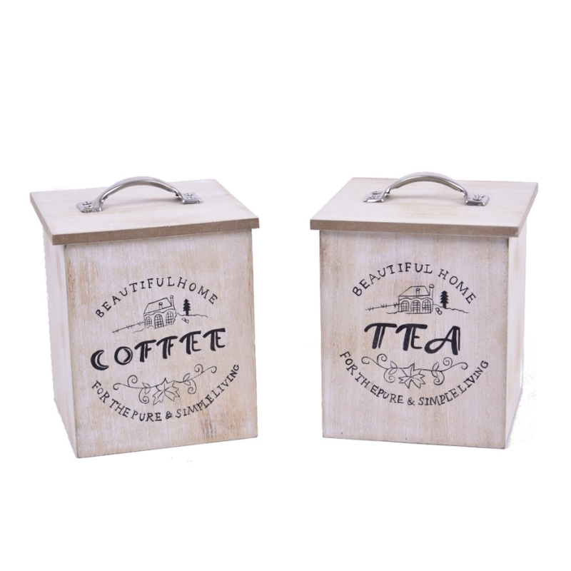 Drevené dózy na čaj a kávu Beautiful home