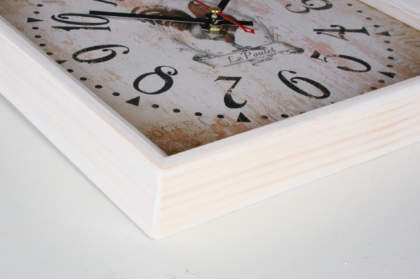 Drevené hodiny s kohútom 21x21cm