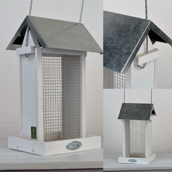 Drevené krmítko biele 27,5cm