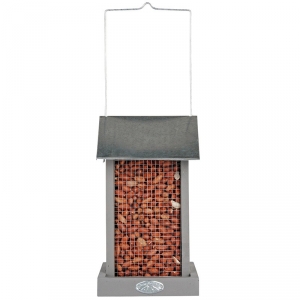 Drevené krmítko závesné šedej + zinok 15,6x17,5x27,5cm