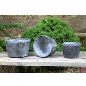 Dřevěné květináče šedé 3ks 17x11cm 