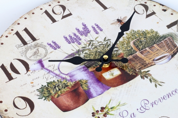 Drevené nástenné hodiny s levanduľou La Provence 34cm