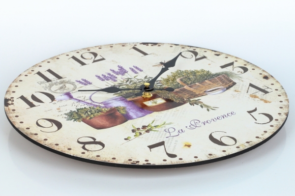 Drevené nástenné hodiny s levanduľou La Provence 34cm