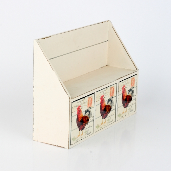 Drevené nástenné šuplíčky s kohútom 20x28cm