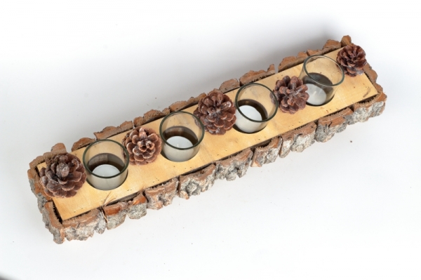 Drevený adventný svietnik 47,5x11,5x7cm