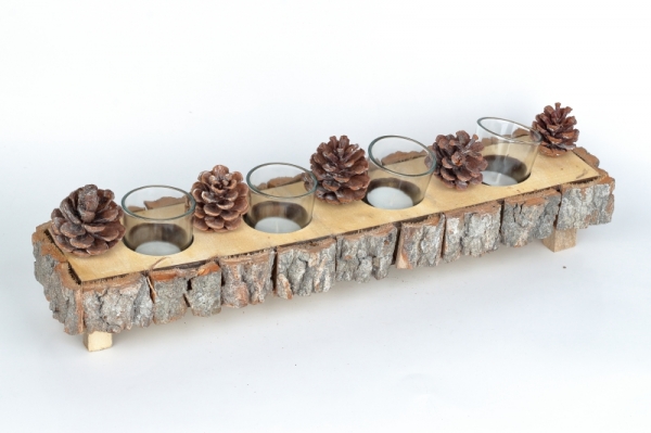 Drevený adventný svietnik 47,5x11,5x7cm