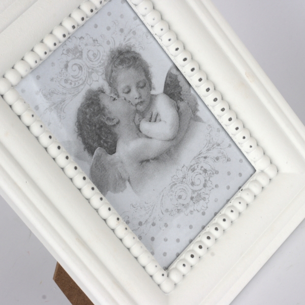 Drevený biely fotorámček so zdobením 22,5x17,5cm 