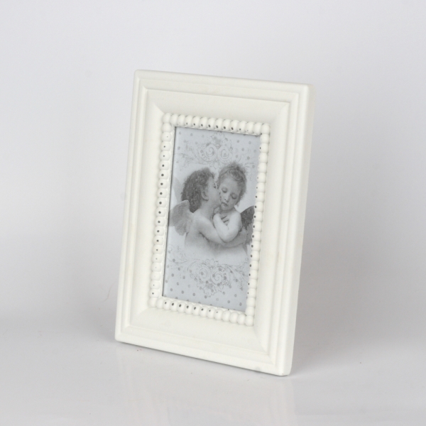 Drevený biely fotorámček so zdobením 22,5x17,5cm 
