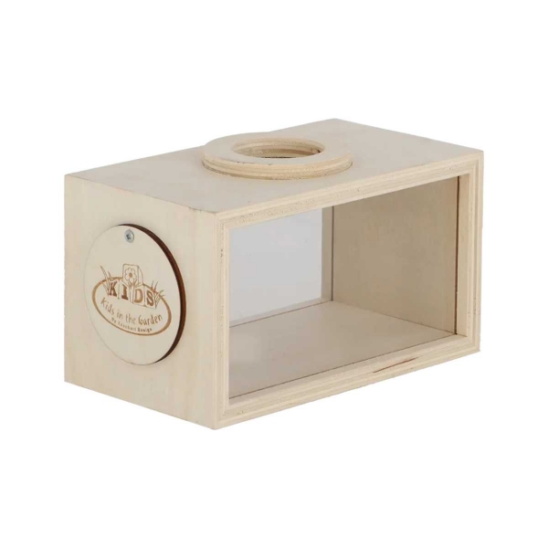 Drevený box na pozorovanie hmyzu pre deti s lupami 3× a 5× – 18 cm