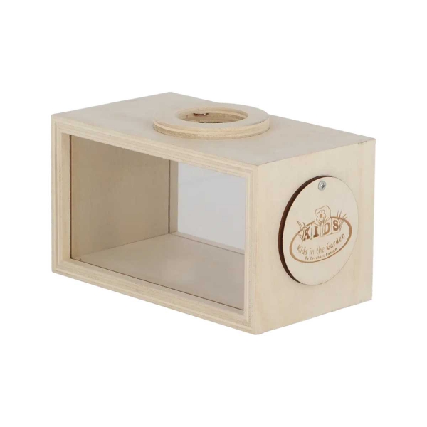 Drevený box na pozorovanie hmyzu pre deti s lupami 3× a 5× – 18 cm
