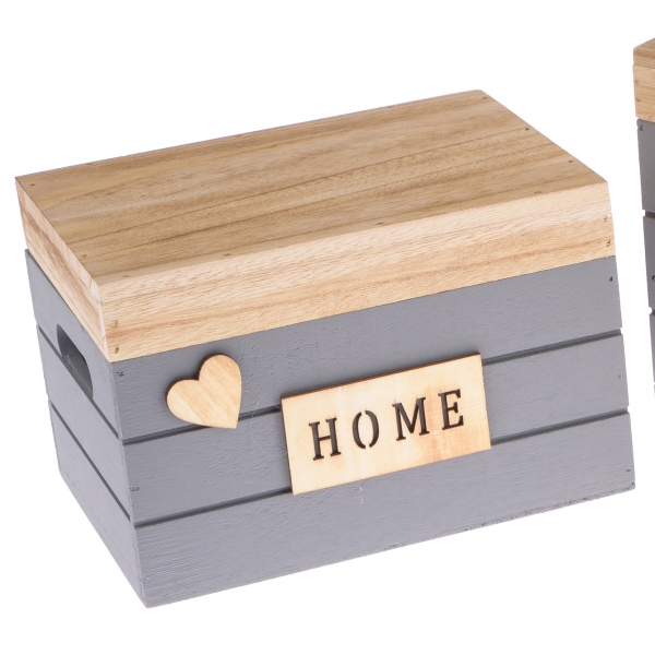 Drevený box s vekom - sada 2 kusov