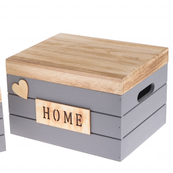 Drevený box s vekom - sada 2 kusov