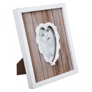 Drevený fotorámček srdiečko 22x27x2,5cm