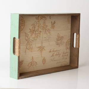 Drevený gravírovaný tácka mint 38x26x5,5cm