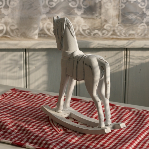 Drevený hojdací kôň biely 23x14cm