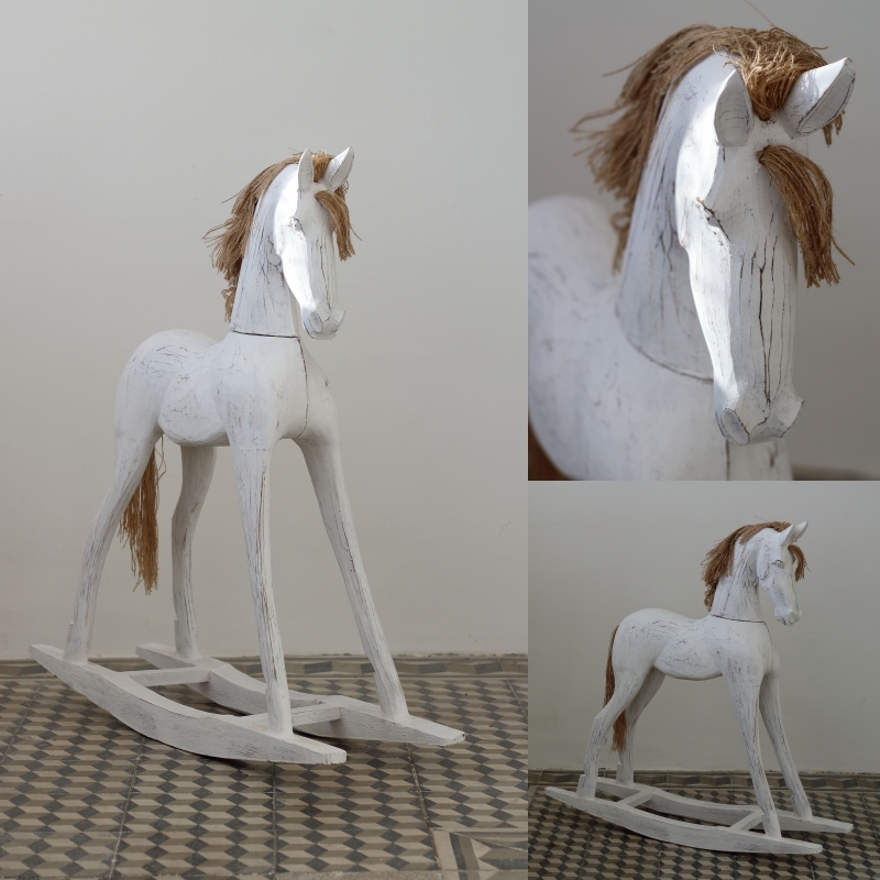 Drevený hojdací kôň dekorácie 80cm