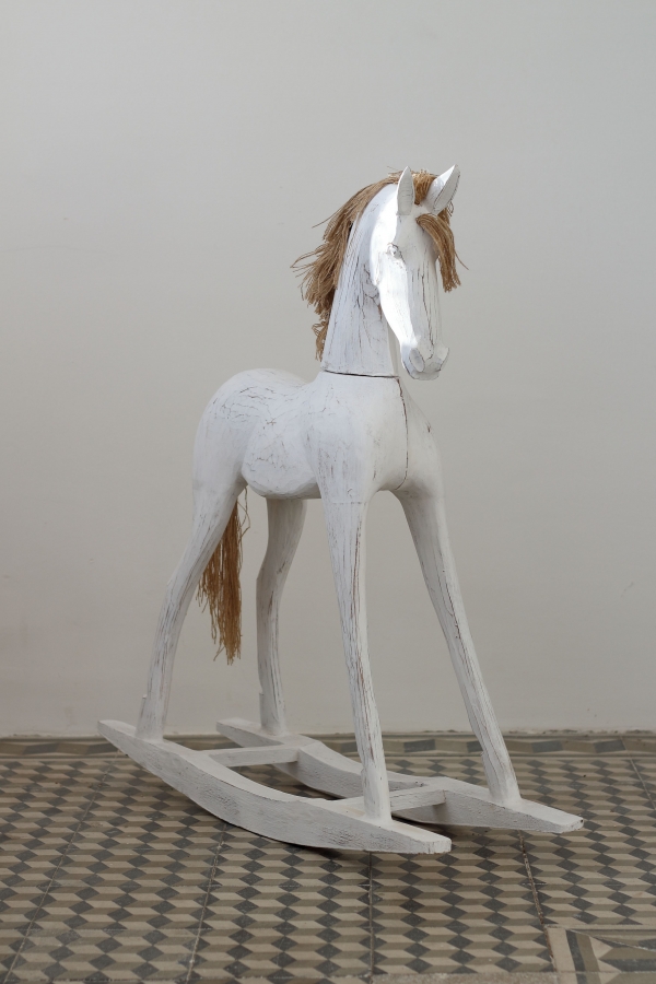 Drevený hojdací kôň dekorácie 80cm