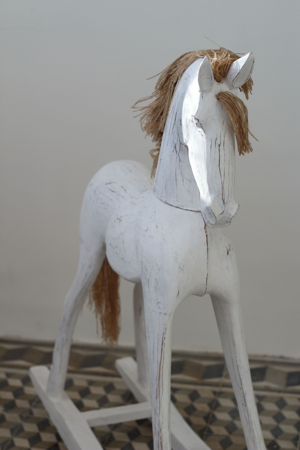 Drevený hojdací kôň dekorácie 80cm