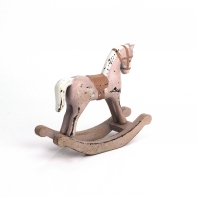 Drevený hojdací kôň ružový 13x11,5x4,5cm