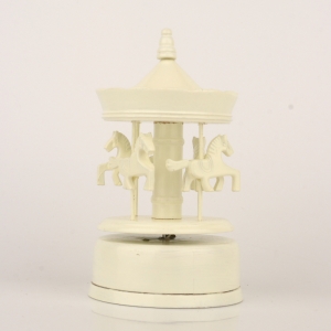 Drevený hrací kolotoč biely 19cm