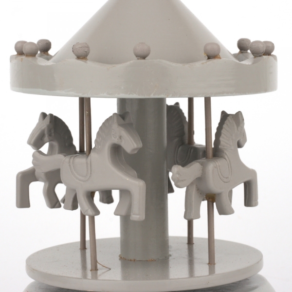 Drevený hrací kolotoč sivý 19cm