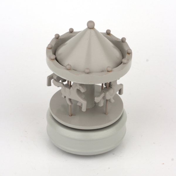 Drevený hrací kolotoč sivý 19cm