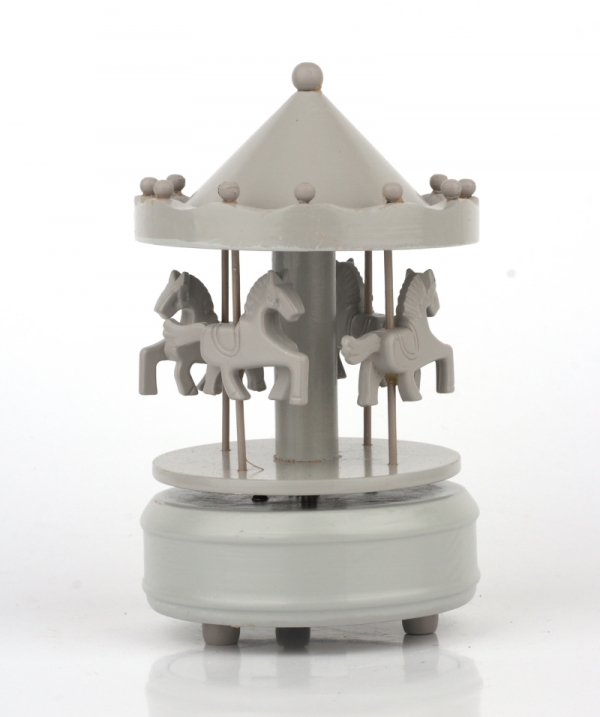 Drevený hrací kolotoč sivý 19cm